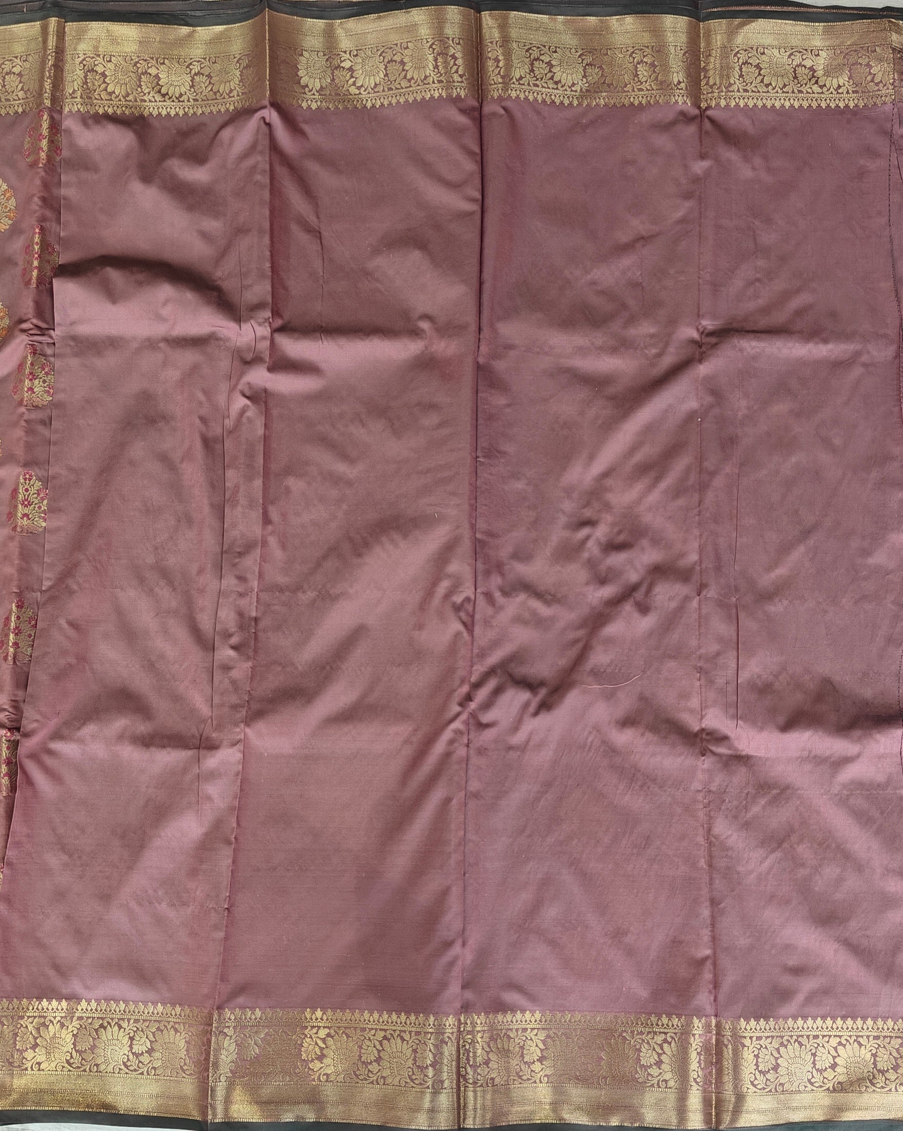 Banarasi katan by katan silk saree in duskyrose colour with multiple meenakari work