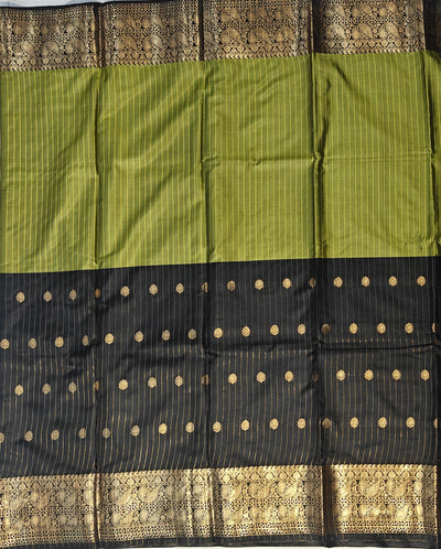 Banarasi soft dual half half shaded saree with gold zari
