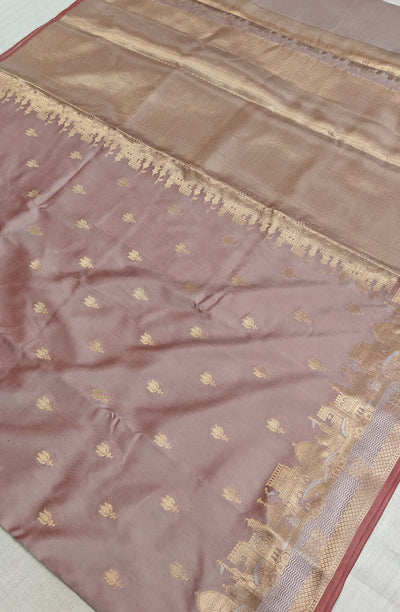 Banarasi soft katan silk saree in light pastel shade
