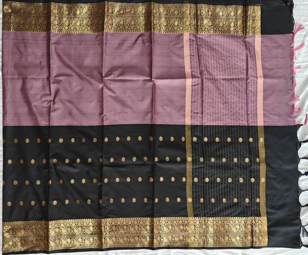 Banarasi soft dual half half shaded saree with gold zari