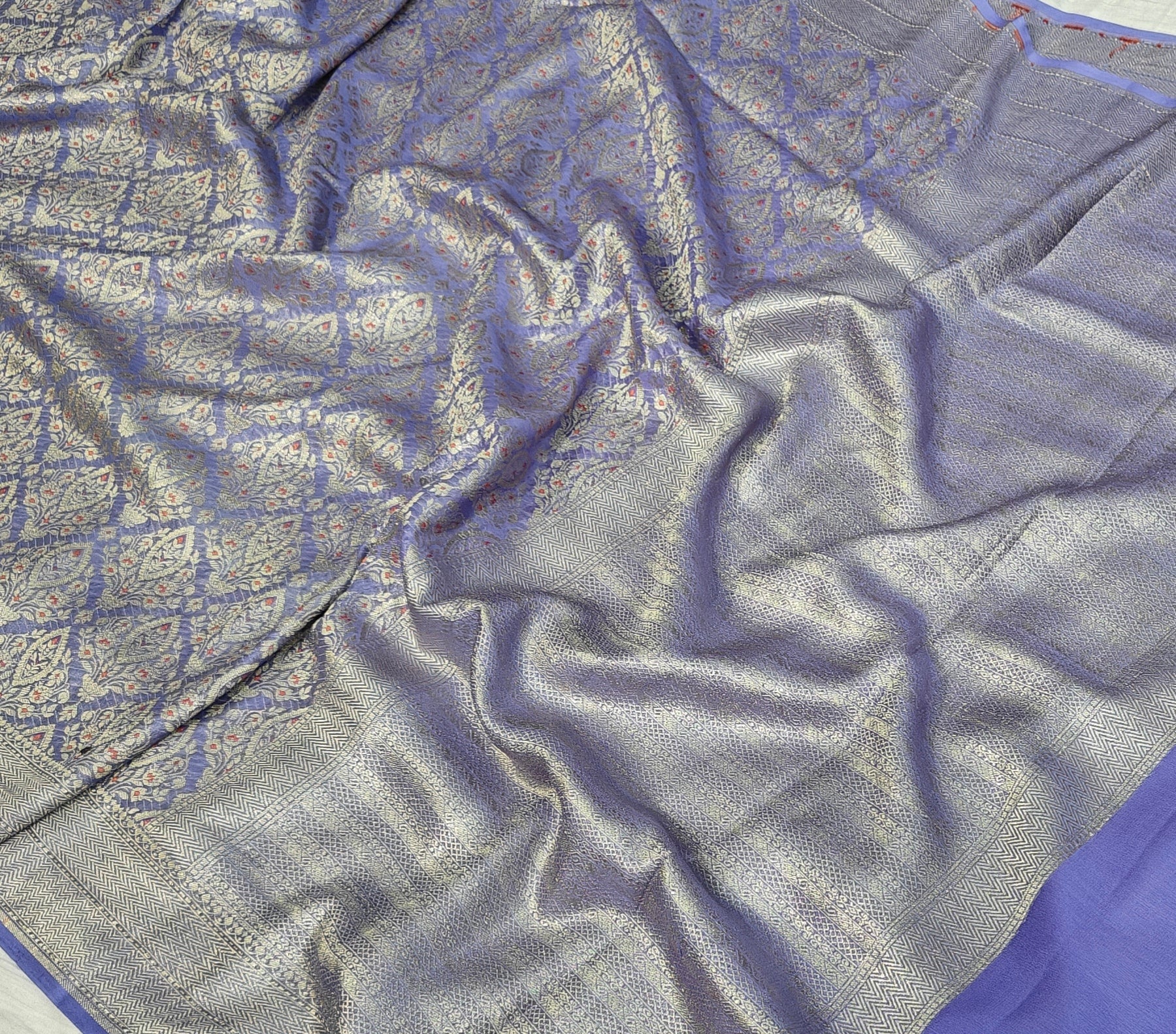 Premium Handcrafted Banarasi pure Georgette in light purple colour