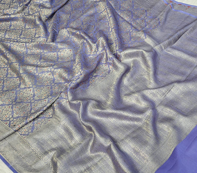 Premium Handcrafted Banarasi pure Georgette in light purple colour