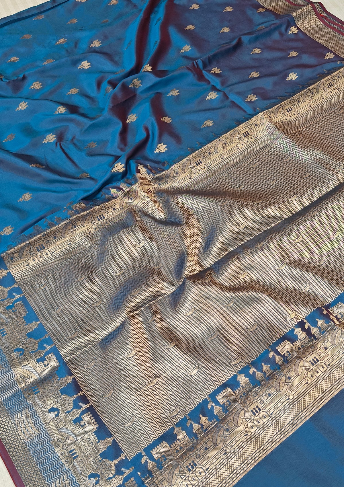 Banarasi soft katan silk saree in   blue colour