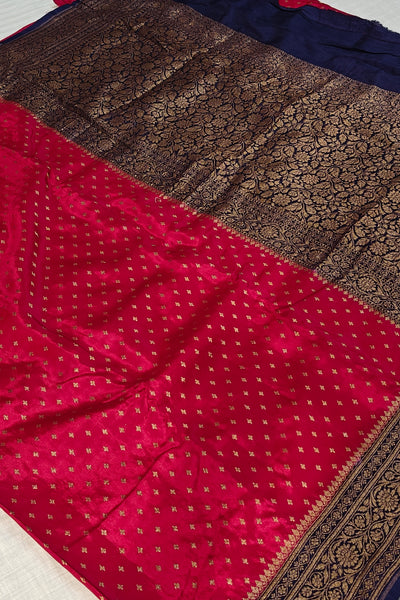 Banarasi crepe silk saree in a beautiful colour combination with soft and glossy fabric