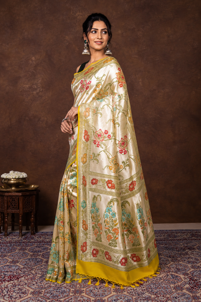Banarasi pure Tussar Georgette silk saree with multiple meenakari work